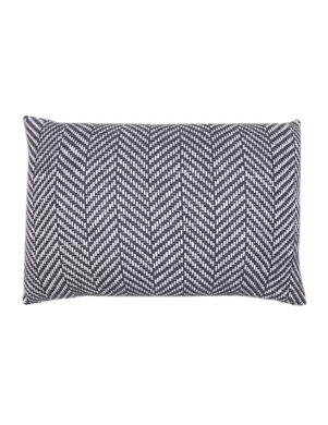 Rectangular cushion cover with a black and white herringbone pattern, creating a classic and elegant look made by weaving mill Barker Textiles.