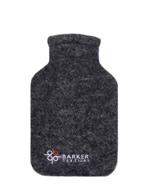 Dark grey hot water bottle cover with an embroidered logo